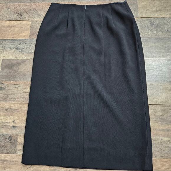 Talbots Petites Pencil Skirt Womens Black 10 Lined Career Front Slit Back Zip - Picture 5 of 12